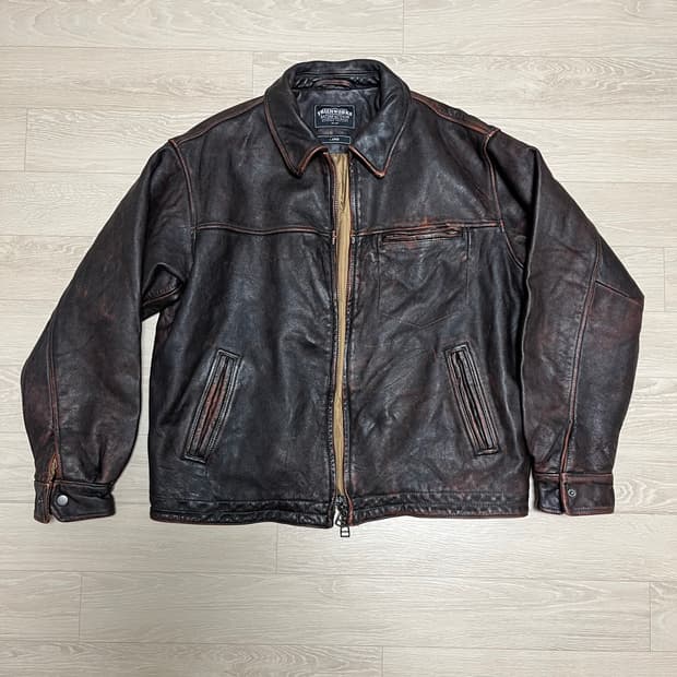 프리즘웍스 디스트로이드 카우하이드 레더자켓 브라운