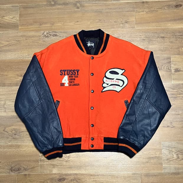 90s 빈티지 스투시 big 4 바시티 자켓