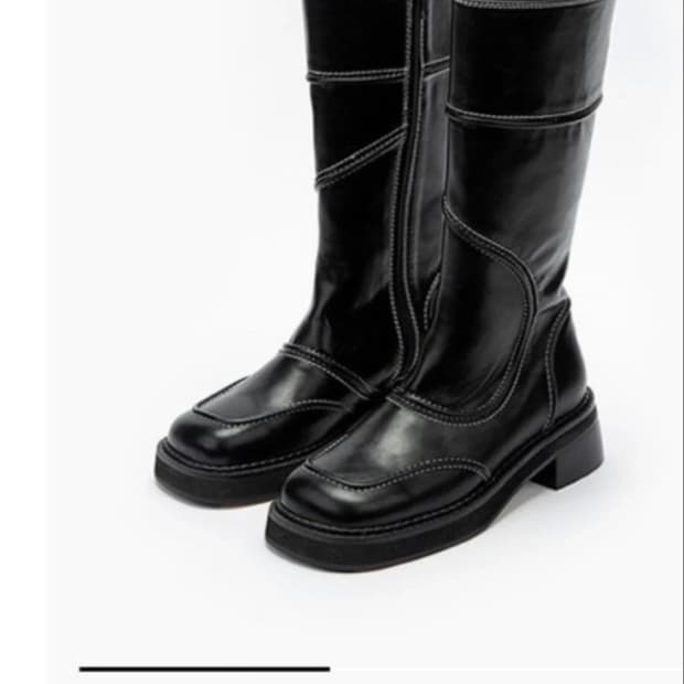 ATT 에이티티 스티치 라인 스퀘어 부츠 블랙 엔믹스 스테이씨 착용