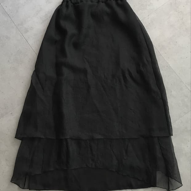 Vintage black layered long skirt