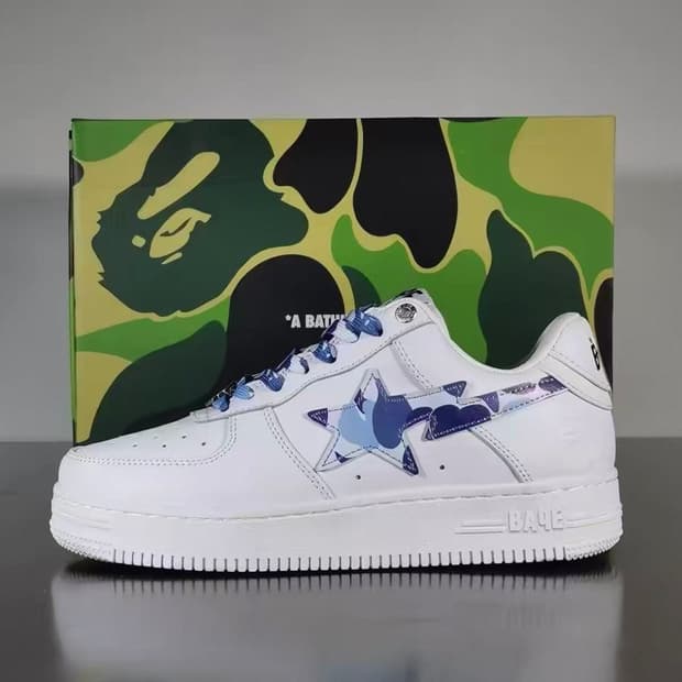 베이프 ABC 카모 베이프 스타 로우 스니커즈 블루