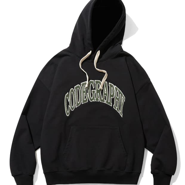 코드그라피 CGP 아치 로고 부클 후디 후드 블랙 L