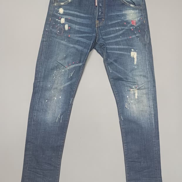 [34] 디스퀘어드2 멀티페인팅 레드탭 슬림진 청바지