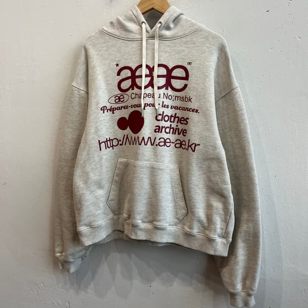 aeae 에이이에이이 웹 로고 루즈핏 후드티