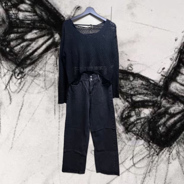 y2k 블랙 데일리 코디 세트