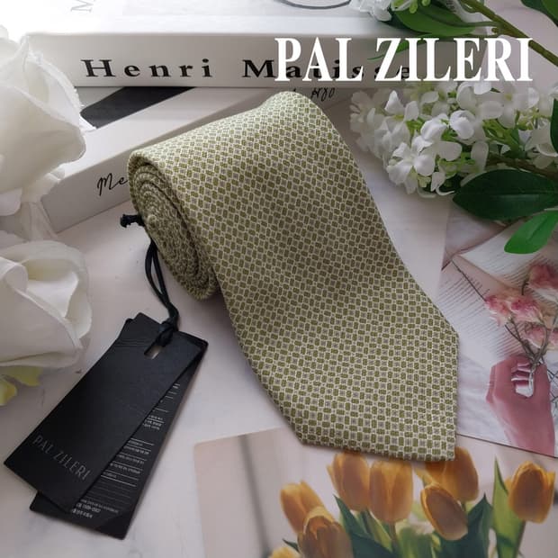 빨질레리 실크 라임 마이크로 패턴 넥타이 8.8cm 새제품 K2532