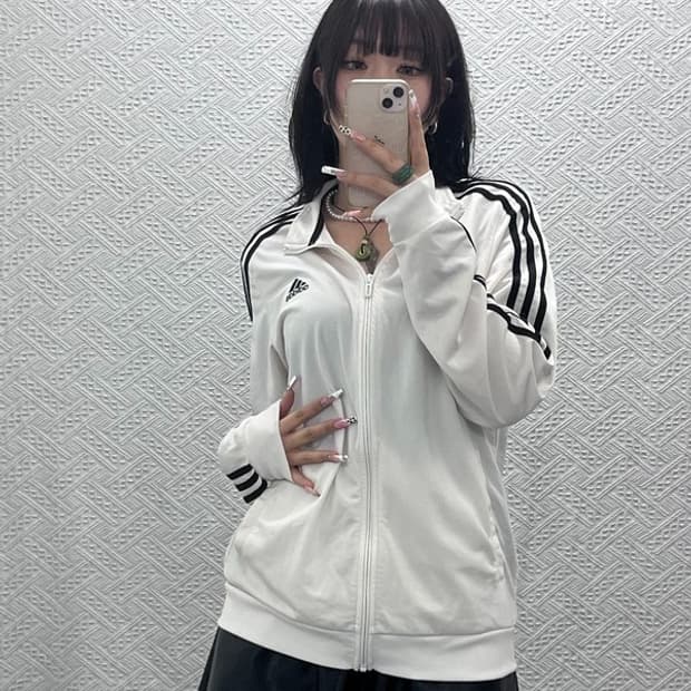 아디다스 빈티지 여리핏 검흰 오레오 져지 집업 2XL C11099