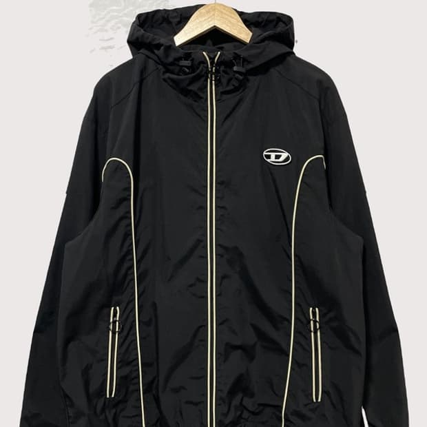 디젤 J 하이브스 콘트라스트 파이핑 윈드브레이커 블랙 XL B00559