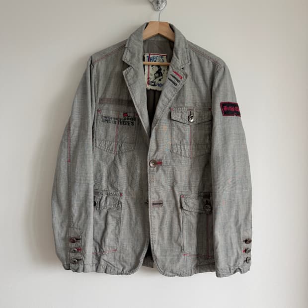 Pre owned 글렌체크 락펑크 자켓