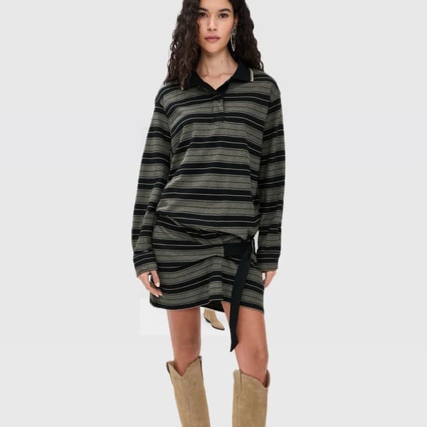 [34,36,38]이자벨마랑 26ss ISEA 스트라이프 벨트 드레스