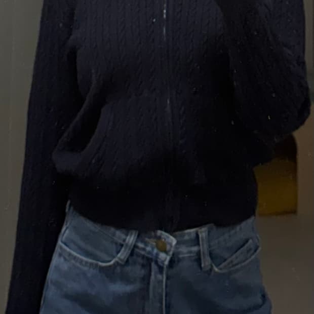 폴로 네이비 후드니트집업