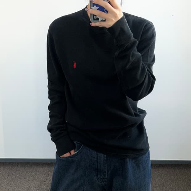 Polo 폴로 레드포니 블랙 와플 니트 