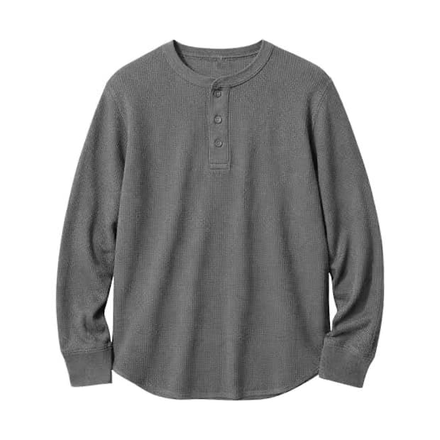 유니클로 와플 헨리넥 그레이 XL