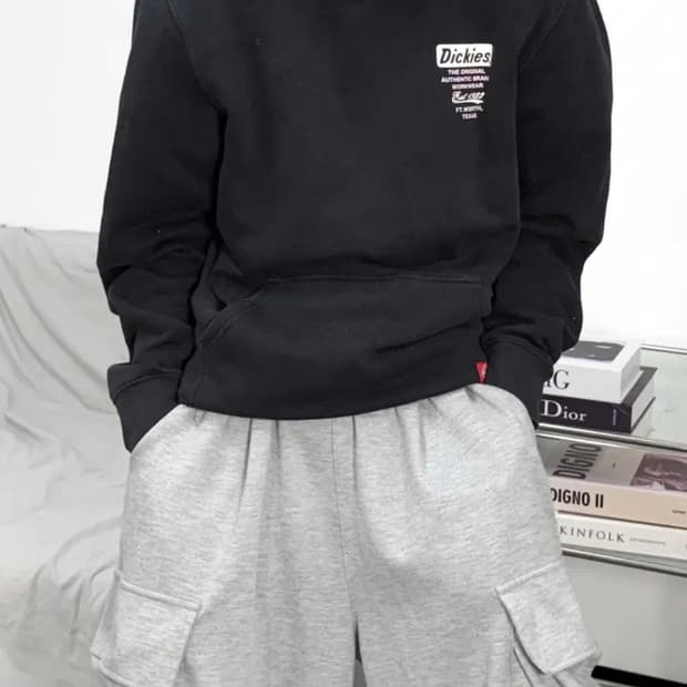 디키즈 블랙 오리지널 프린팅 후드티 M