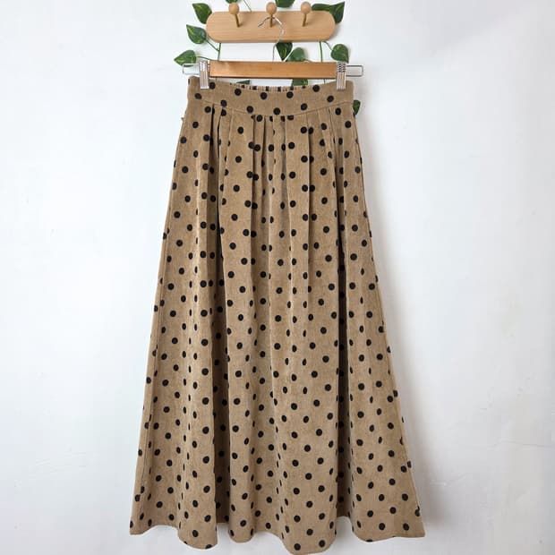 도트 코듀로이 롱스커트