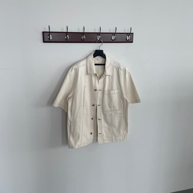 코스 아이보리 아이보리 데님 반팔 오버핏 아우터 셔츠