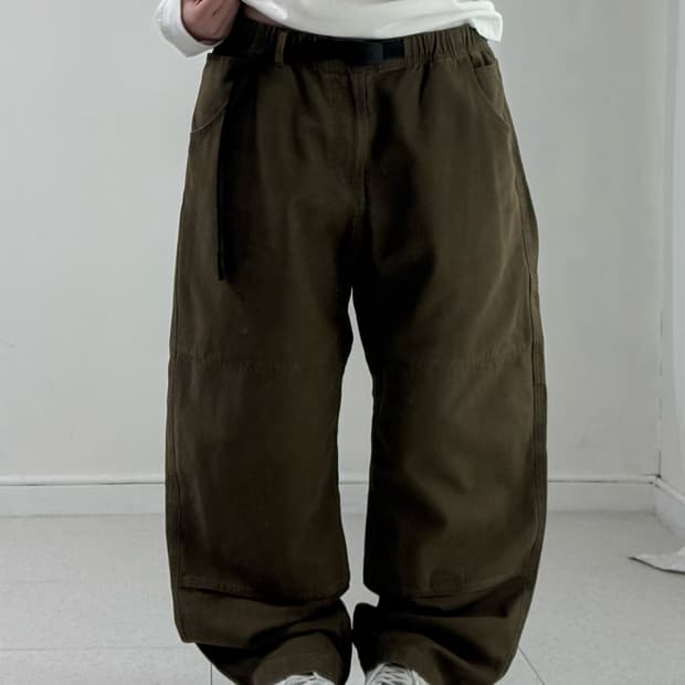 그라미치 카키 브라운 더블니 팬츠