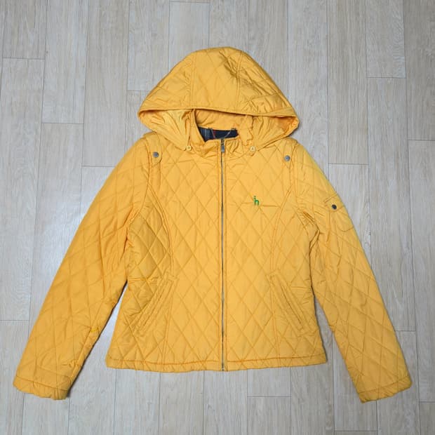 헤지스 퀼팅 후드 자켓 옐로우