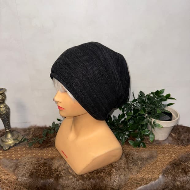 Charcoal melange loose knit beanie 