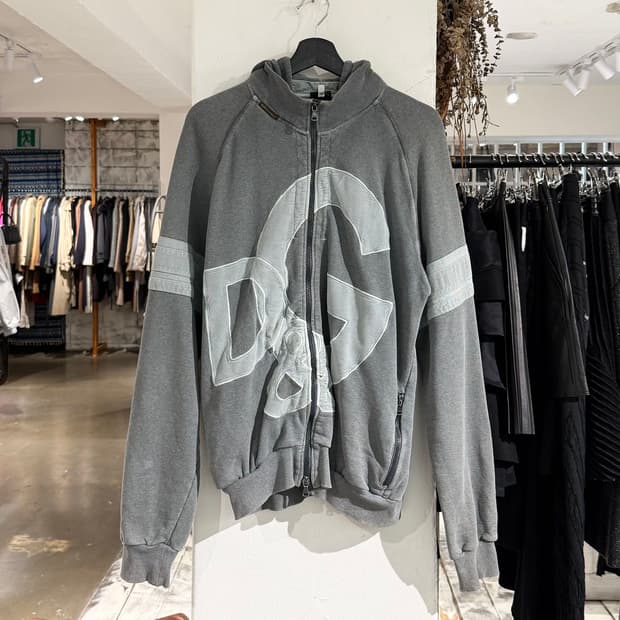 돌체앤가바나 그레이 빅 로고 후드 집업