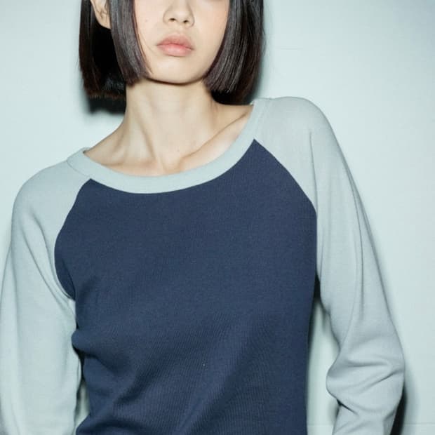 큐리티 C RAGLAN LONG SLEEVE T-SHIRT_NAVY