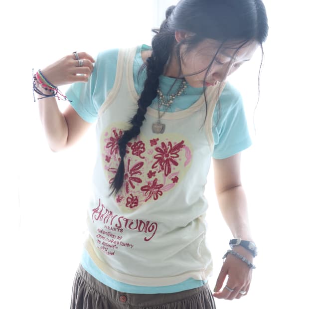 [45rpm] Butter Yellow Hearts Tank Top