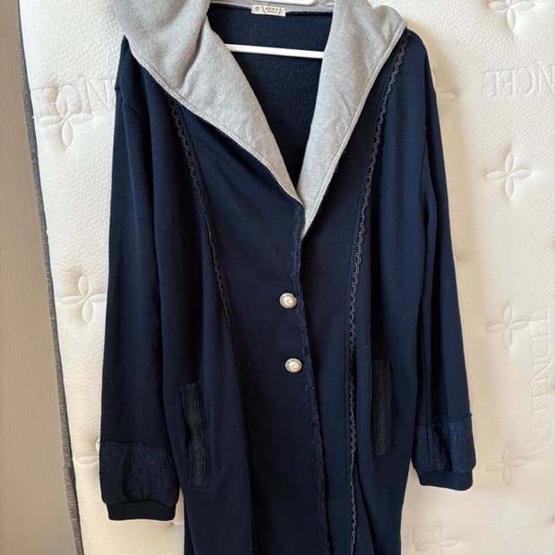 엑시즈팜 네이비 후드자켓 가디건