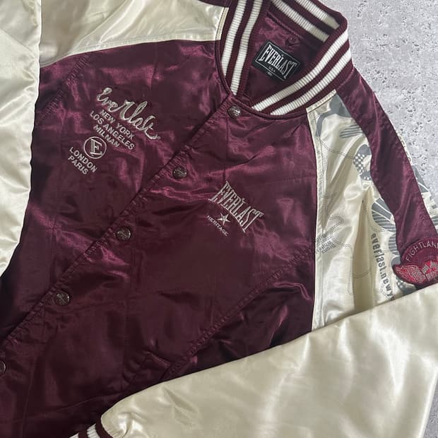 EVERLAST 버건디 새틴 스타디움 자켓