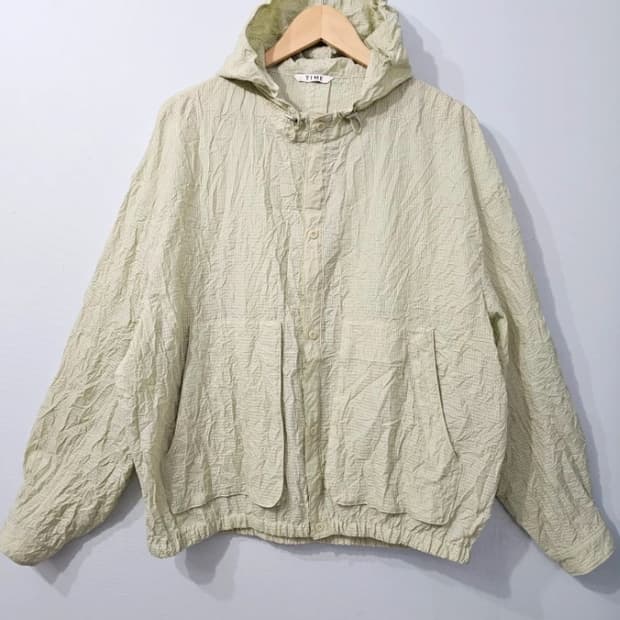 타임 TIME 크링클 체크 후드 셔츠 105 FW2024