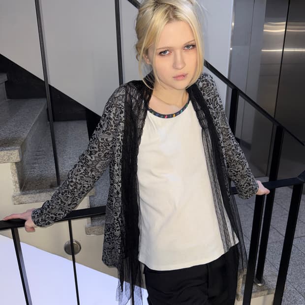 layered lace see-through cardigan