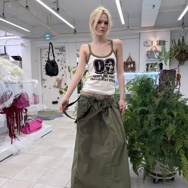 military suspender maxi skirt
