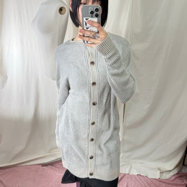 (새상품) Lilasic 그레이 롱 니트 가디건