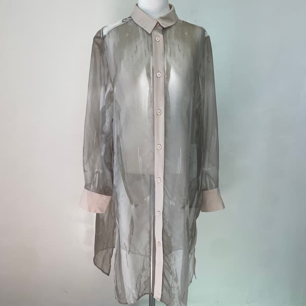 준코 코시노 boutique 시어 오간자 롱 드레스