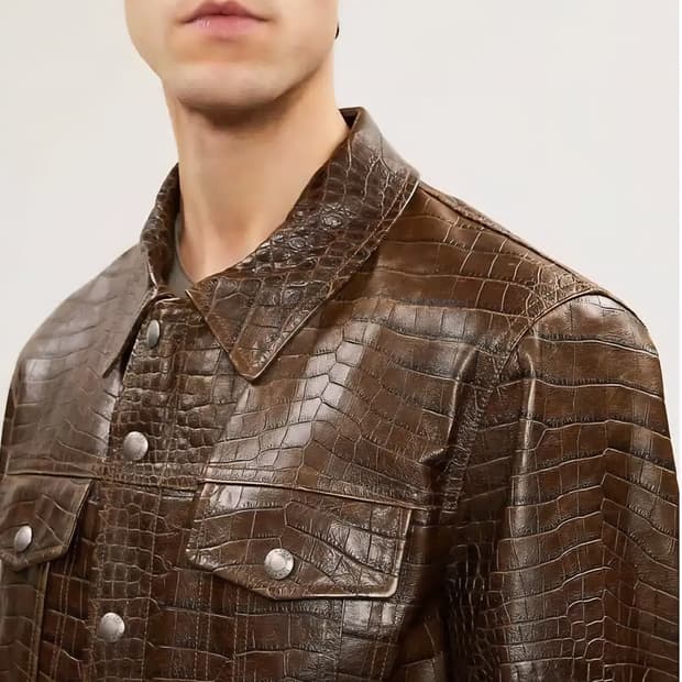 톰포드 무광크록이펙트 엠버서더 트러커 가죽자켓