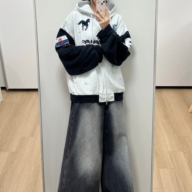 (새상품) 프로토콜 인덱스 버티보어 화이트 멜란지 후드집업