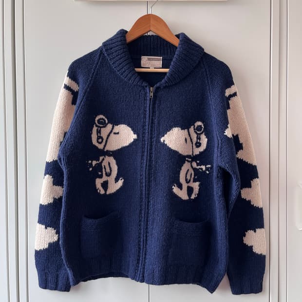 (Rare) Peanuts 피너츠 스누피 울 코위찬 집업