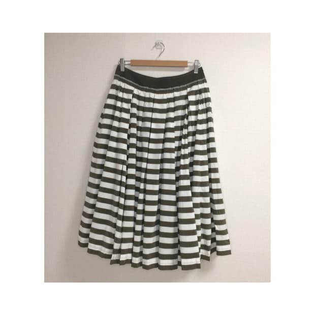 트리콧 꼼데가르송 브라운 글로시 스트라이프 스커트