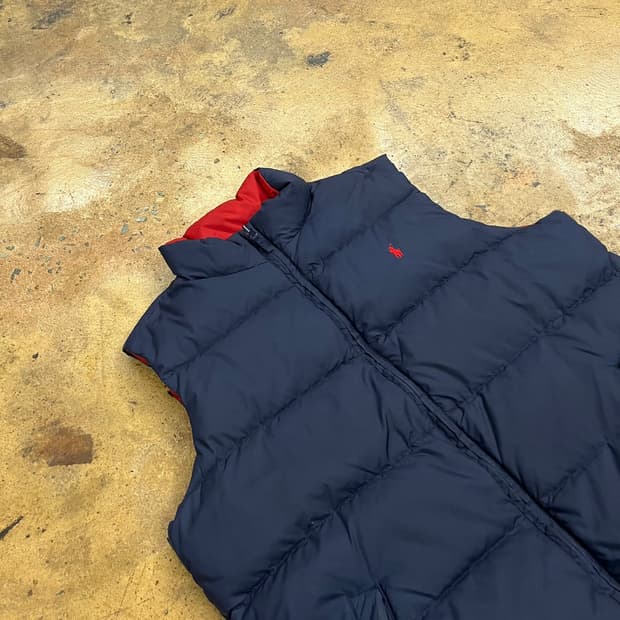 폴로 랄프로렌 양면 리버시블 네이비 레드 패딩 조끼 
