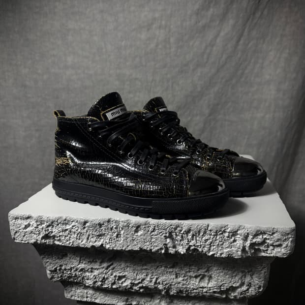 Miu Miu Distressed Crack High-Top Sneake