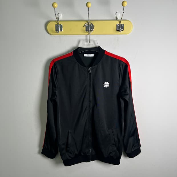 MSGM 블랙 사이드 라인 트랙 집업 자켓