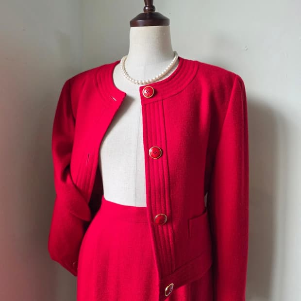 NINA RICCI  니나리치 레드 울 트위드 셋업