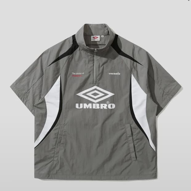 엄브로 반팔 스탠넥 아노락 (그레이 카키)