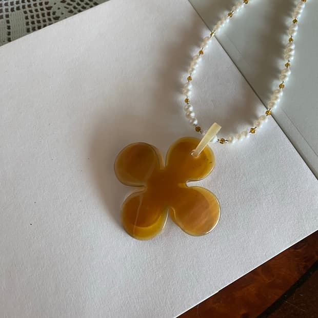 빈티지 플라워 팬던트 목걸이