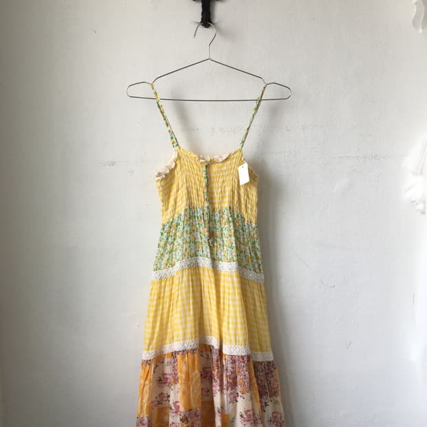 Patch work layer sleeveless onepiece