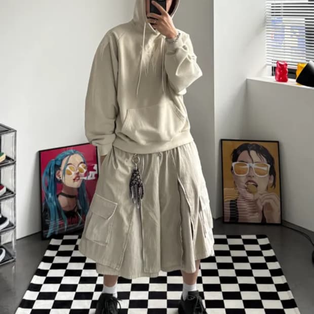 아조바이아조 레이어드집업팬츠 아이보리 라지