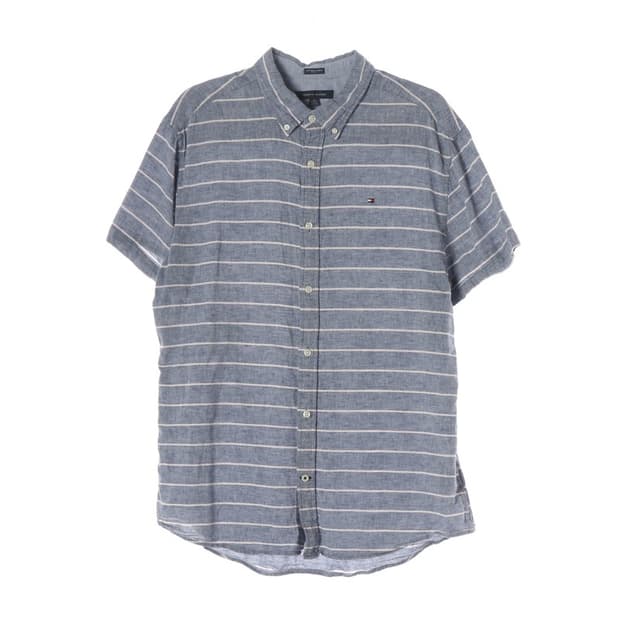 타미힐피거 린넨 혼방 스트라이프 반팔셔츠 XL