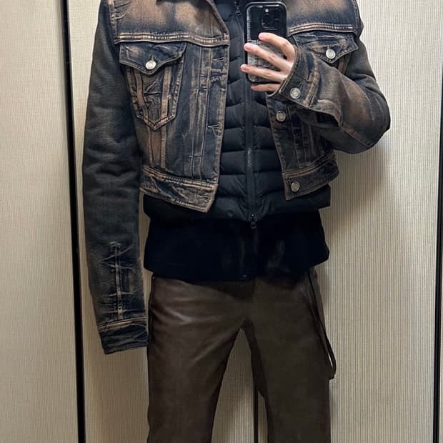 준지 [Runway] Denim Cropped Trucker 자켓
