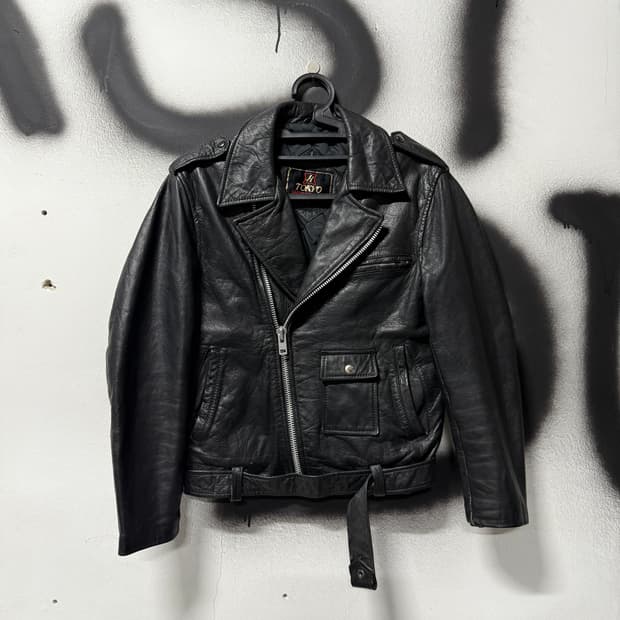 Tokyo 도쿄 레더 락 고스 펑크 소가죽 크롭 라이더 자켓