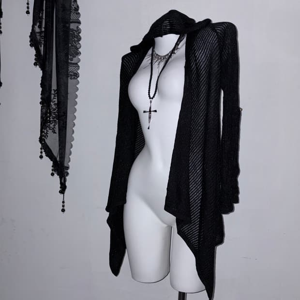 오피움 릭깔 드레이프 세실맥비  후드 가디건 