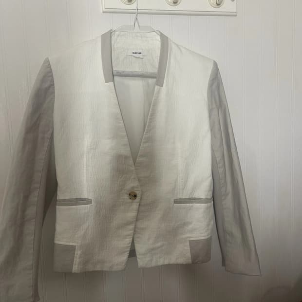 헬무트 랭 컬러블록 린넨 믹스 노칼라 블레이저 자켓